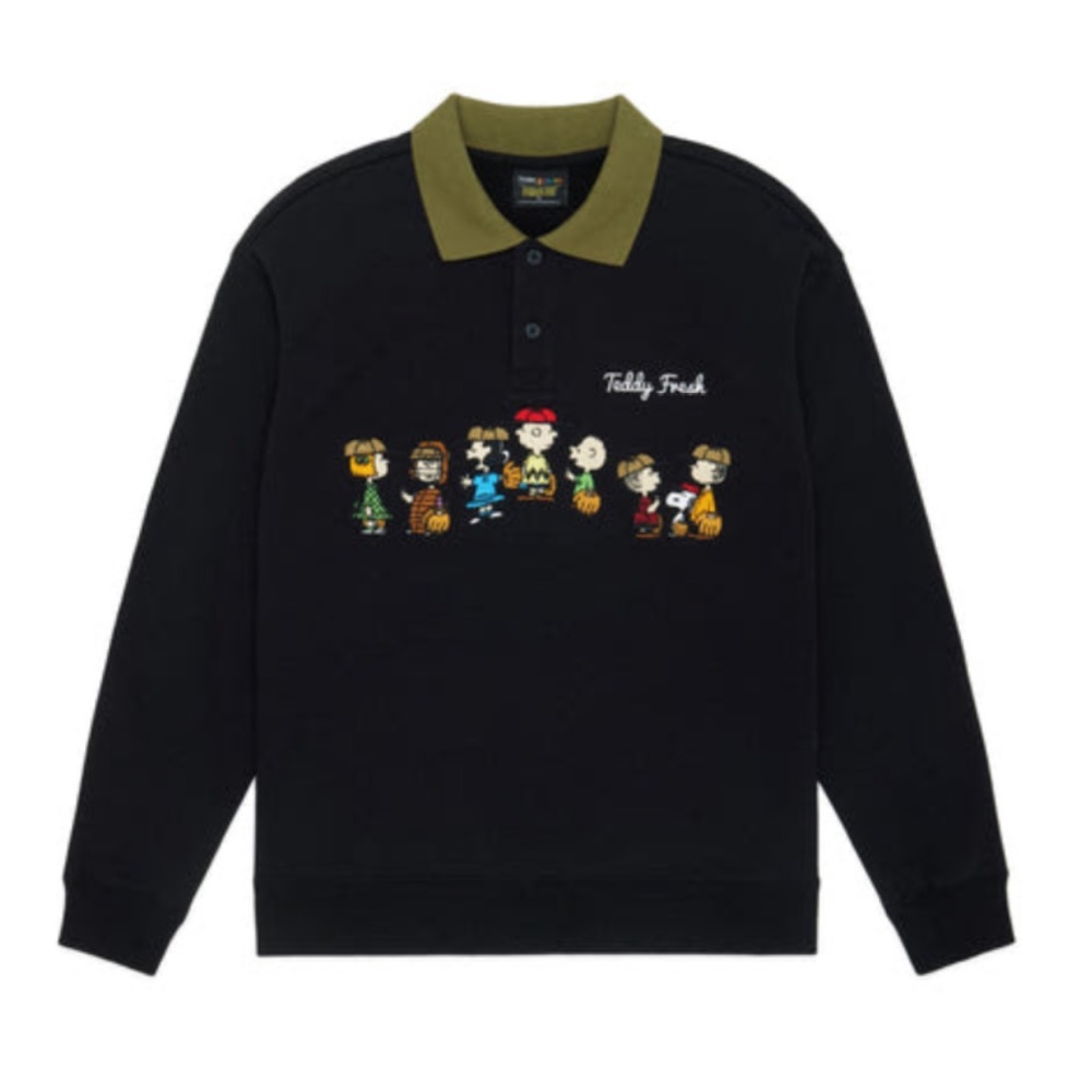 Peanuts Black Long Sleeve Polo